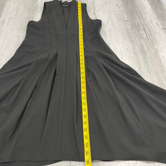 De Philo Black Sleeveless V Neck Flowy Pockets Basic Fairy Goth Witchy Dress - Picture 10 of 10